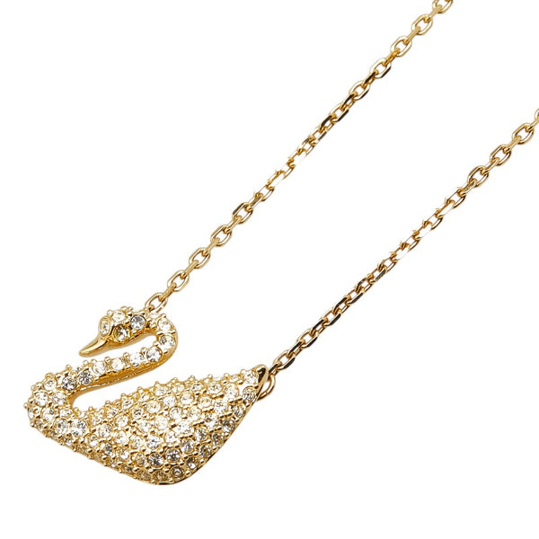 スワロフスキー Swan スワン ラインストーン ネックレス ゴールド メッキ レディース SWAROVSKI 【中古】