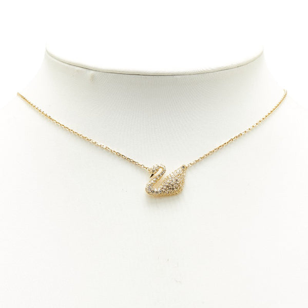 スワロフスキー Swan スワン ラインストーン ネックレス ゴールド メッキ レディース SWAROVSKI 【中古】