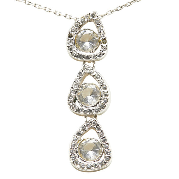 スワロフスキー 3連ストーン ラインストーン ネックレス シルバー メタル レディース SWAROVSKI 【中古】