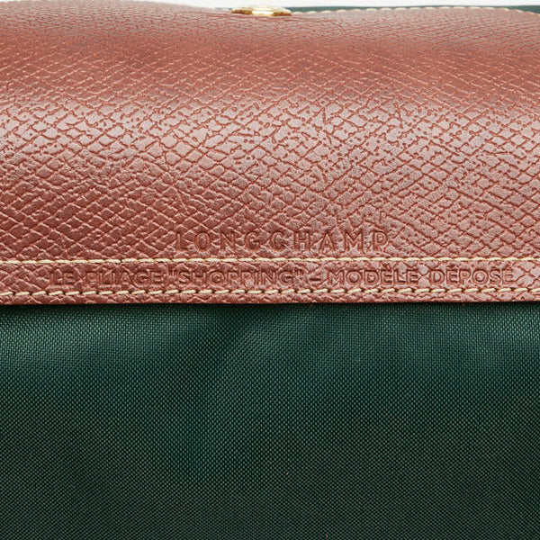 ロンシャン ル プリアージュL トートバッグ ショルダーバッグ グリーン ブラウン ナイロン レザー レディース Longchamp 【中古】