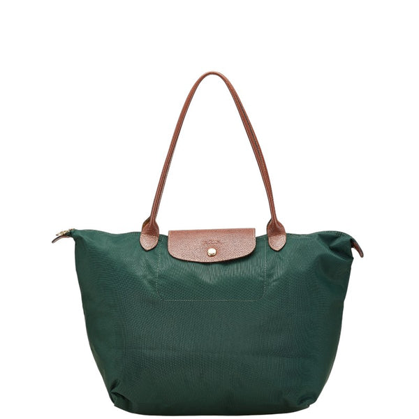 ロンシャン ル プリアージュL トートバッグ ショルダーバッグ グリーン ブラウン ナイロン レザー レディース Longchamp 【中古】