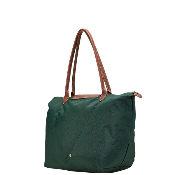 ロンシャン ル プリアージュL トートバッグ ショルダーバッグ グリーン ブラウン ナイロン レザー レディース Longchamp 【中古】