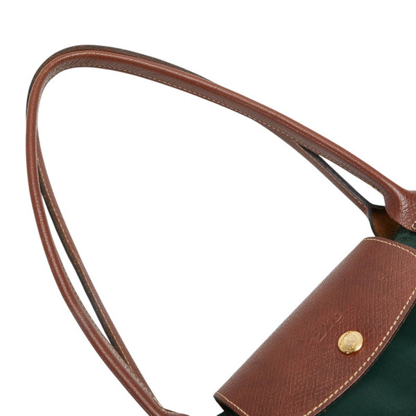 ロンシャン ル プリアージュL トートバッグ ショルダーバッグ グリーン ブラウン ナイロン レザー レディース Longchamp 【中古】
