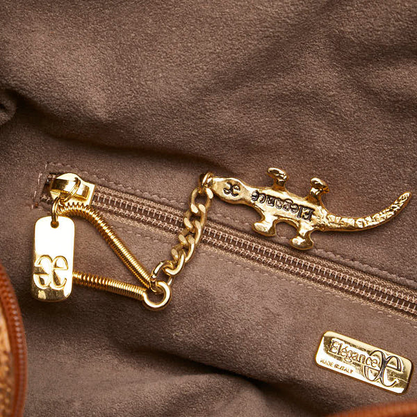 エレガンス トートバッグ ハンドバッグ ブラウン パイソン レザー レディース ELEGANCE 【中古】