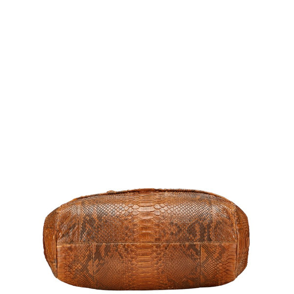 エレガンス トートバッグ ハンドバッグ ブラウン パイソン レザー レディース ELEGANCE 【中古】