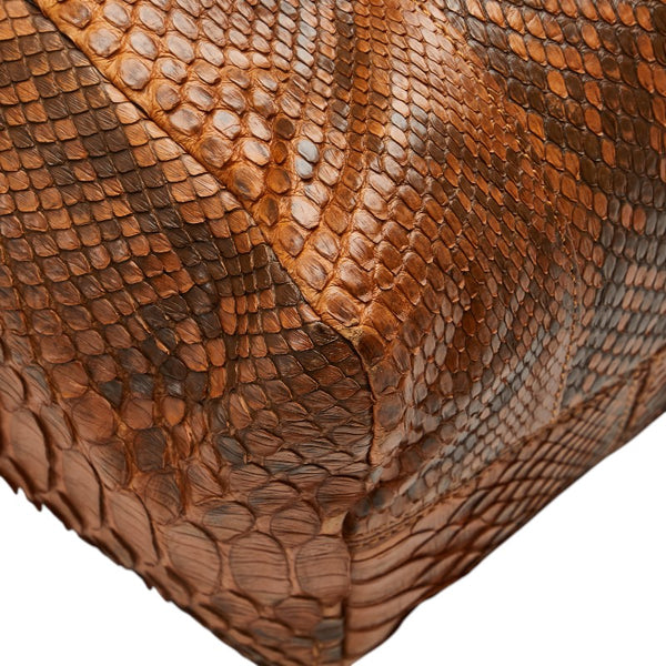 エレガンス トートバッグ ハンドバッグ ブラウン パイソン レザー レディース ELEGANCE 【中古】