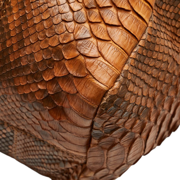 エレガンス トートバッグ ハンドバッグ ブラウン パイソン レザー レディース ELEGANCE 【中古】