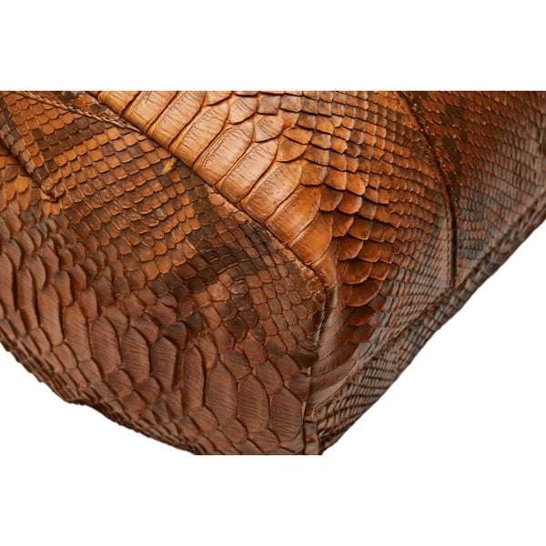 エレガンス トートバッグ ハンドバッグ ブラウン パイソン レザー レディース ELEGANCE 【中古】