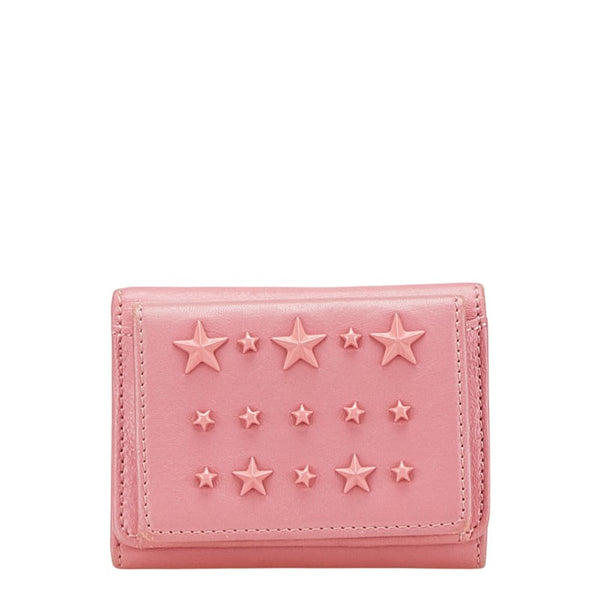 ジミーチュウ スタースタッズ 三つ折り財布 ピンク レザー レディース JIMMY CHOO 【中古】