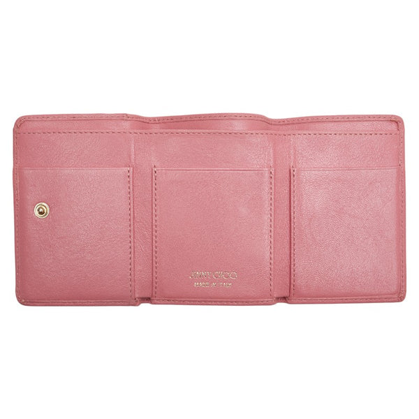 ジミーチュウ スタースタッズ 三つ折り財布 ピンク レザー レディース JIMMY CHOO 【中古】