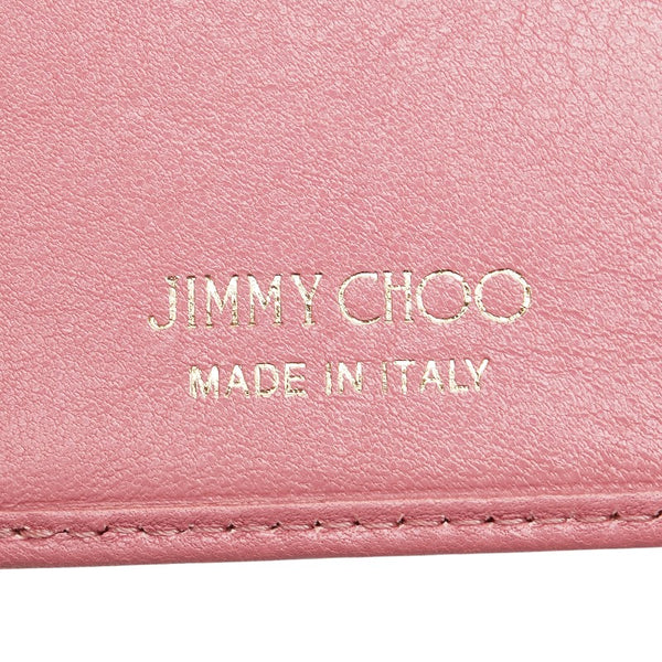 ジミーチュウ スタースタッズ 三つ折り財布 ピンク レザー レディース JIMMY CHOO 【中古】
