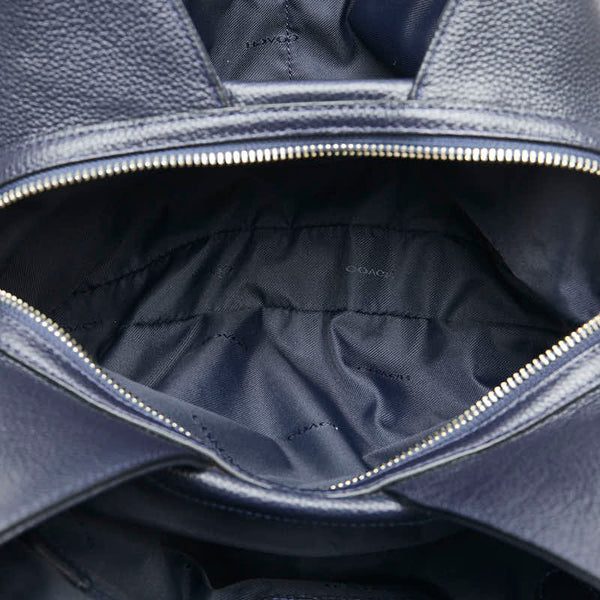 コーチ フラワー 花 スタッズ ハンドバッグ トートバッグ ネイビー ブラック レザー レディース COACH 【中古】
