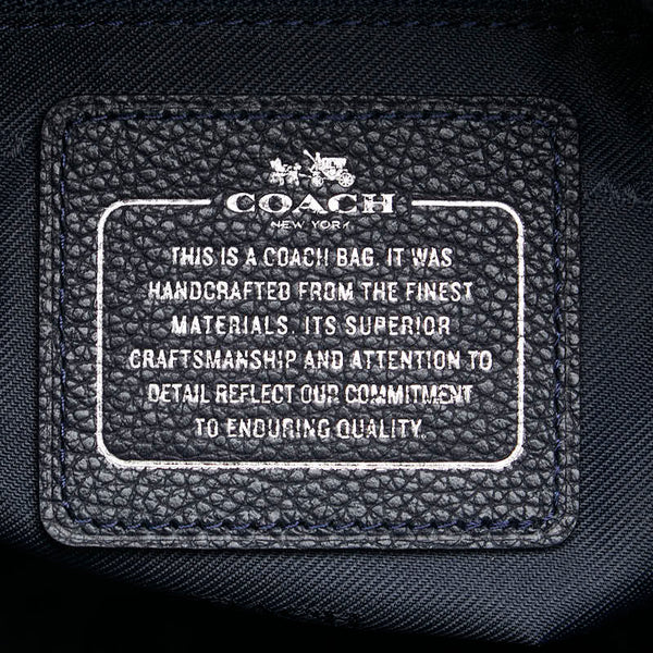 コーチ フラワー 花 スタッズ ハンドバッグ トートバッグ ネイビー ブラック レザー レディース COACH 【中古】