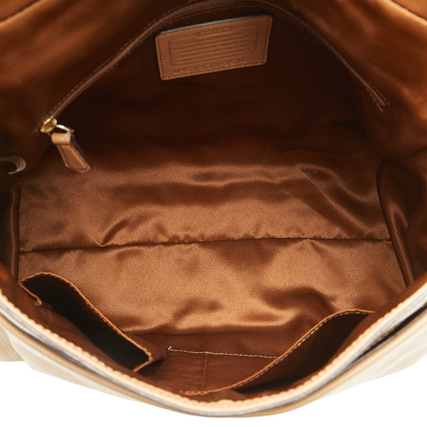 コーチ ロゴ ハンドバッグ ショルダーバッグ 2WAY ベージュ レザー レディース COACH 【中古】