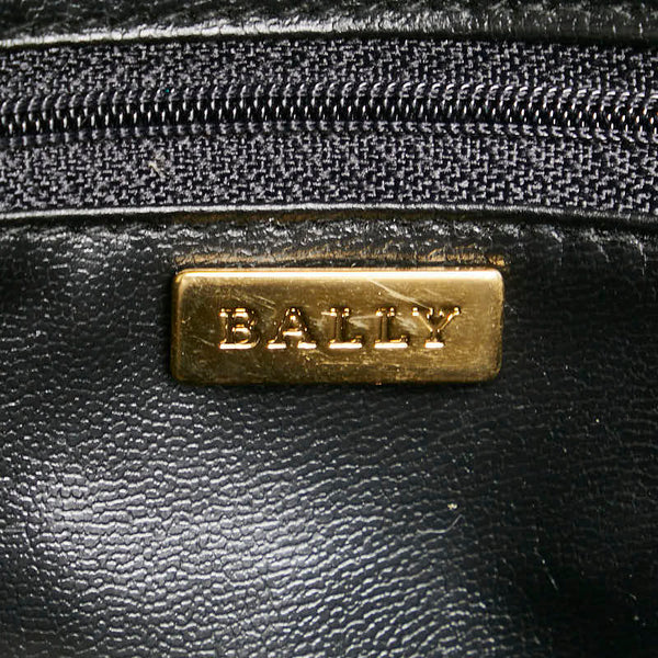 バリー ロゴ ハンドバッグ トートバッグ ブラック レザー レディース BALLY 【中古】