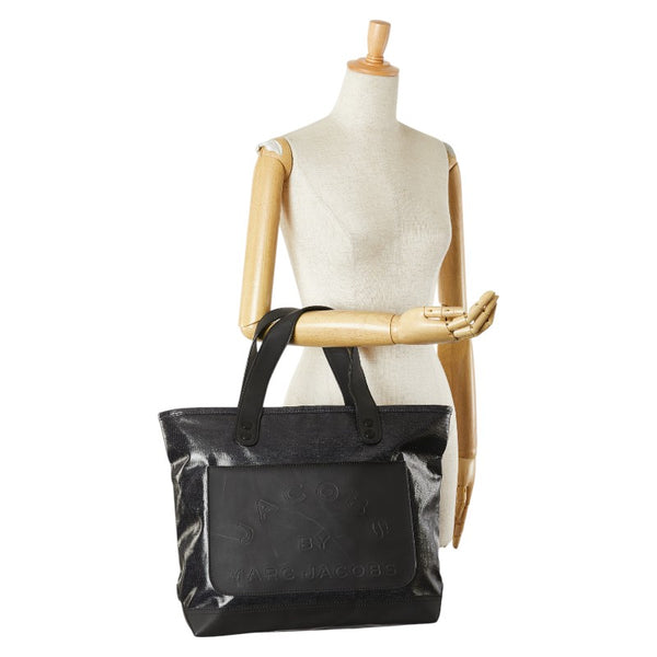 マークジェイコブス ロゴ トートバッグ ハンドバッグ ブラック レザー レディース MARC JACOBS 【中古】