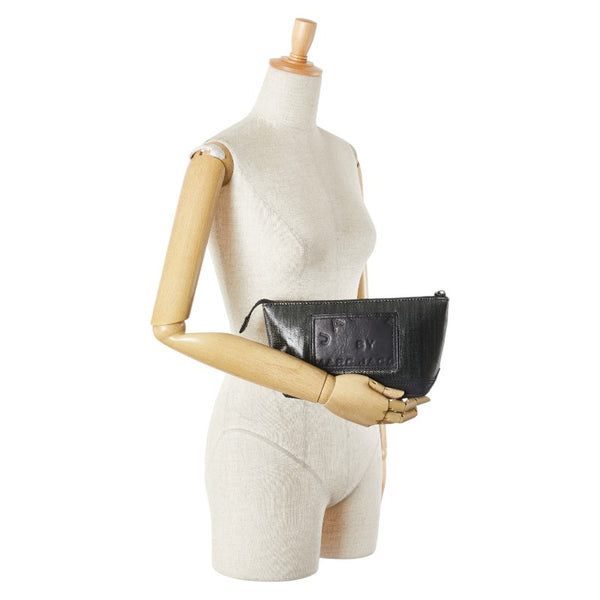 マークジェイコブス ポーチ カーキ ブラック PVC レザー レディース MARC JACOBS 【中古】
