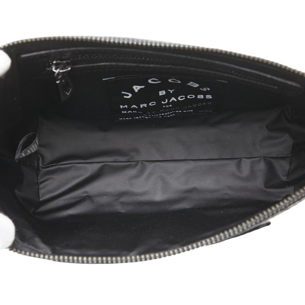 マークジェイコブス ポーチ カーキ ブラック PVC レザー レディース MARC JACOBS 【中古】