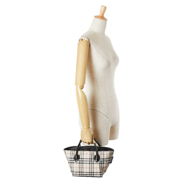 バーバリー ノバチェック ハンドバッグ ベージュ ブラック レッド ナイロン レザー レディース BURBERRY 【中古】