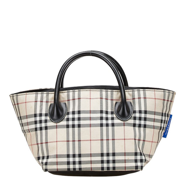 バーバリー ノバチェック ハンドバッグ ベージュ ブラック レッド ナイロン レザー レディース BURBERRY 【中古】