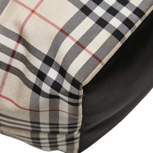 バーバリー ノバチェック ハンドバッグ ベージュ ブラック レッド ナイロン レザー レディース BURBERRY 【中古】