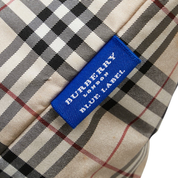 バーバリー ノバチェック ハンドバッグ ベージュ ブラック レッド ナイロン レザー レディース BURBERRY 【中古】
