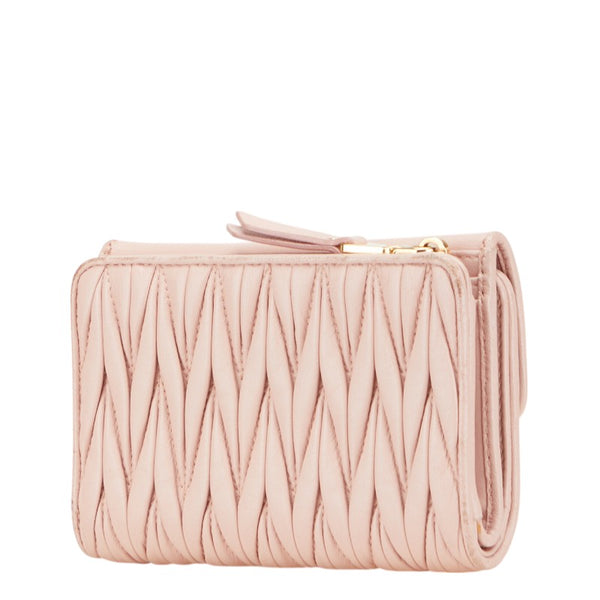 ミュウミュウ マテラッセ 二つ折り財布 5ML225 ピンク レザー レディース MIUMIU 【中古】