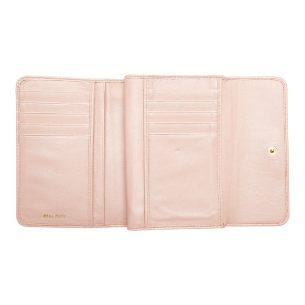 ミュウミュウ マテラッセ 二つ折り財布 5ML225 ピンク レザー レディース MIUMIU 【中古】