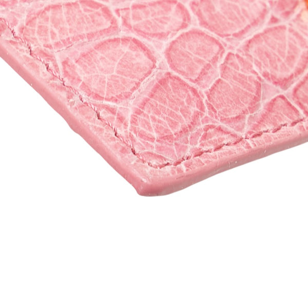 ミュウミュウ クロコ型押し カードケース ピンク レザー レディース MIUMIU 【中古】