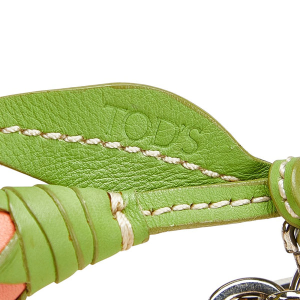 トッズ フラワー 花 モチーフ キーホルダー グリーン ピンク ホワイト レザー レディース TOD’S 【中古】