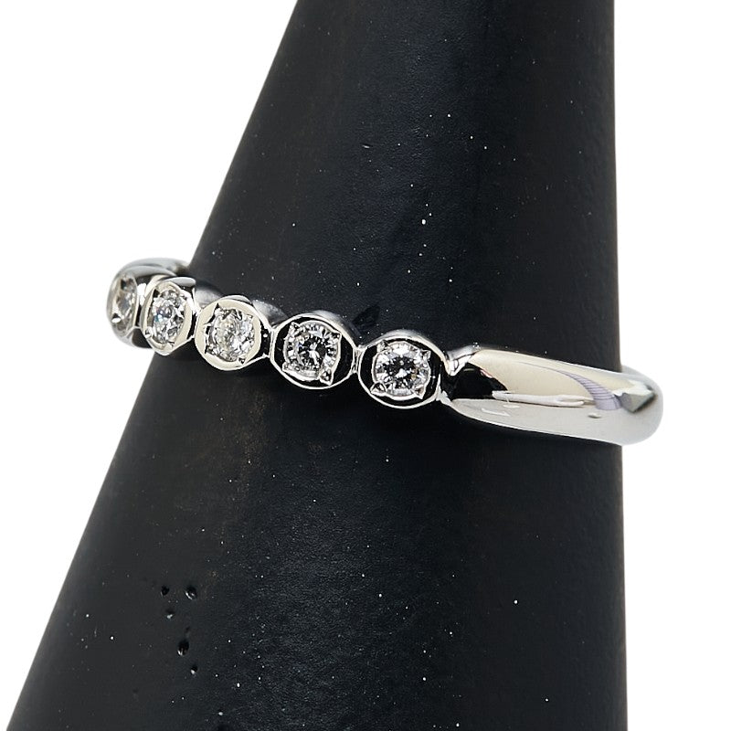 クリスチャンオジャール Pt950 プラチナ ダイヤ0.10ct 一文字 リング 指輪 レディース CHRISTIAN AUJARD 10号 【中古】