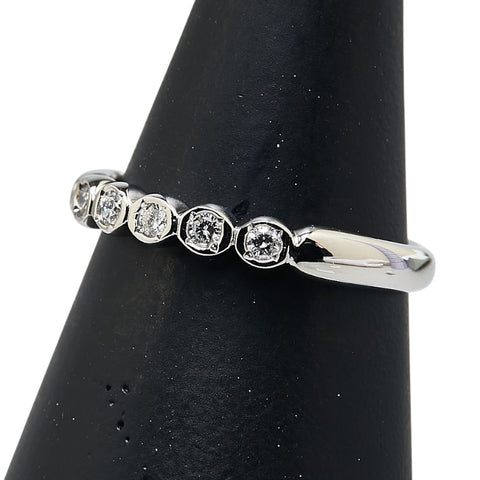 クリスチャンオジャール Pt950 プラチナ ダイヤ0.10ct 一文字 リング 指輪 レディース CHRISTIAN AUJARD 10号 【中古】