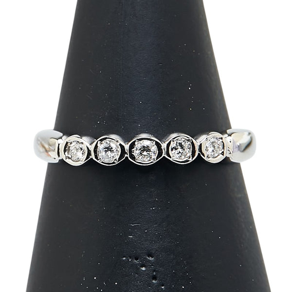 クリスチャンオジャール Pt950 プラチナ ダイヤ0.10ct 一文字 リング 指輪 レディース CHRISTIAN AUJARD 10号 【中古】