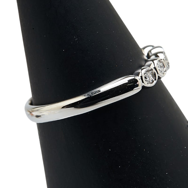 クリスチャンオジャール Pt950 プラチナ ダイヤ0.10ct 一文字 リング 指輪 レディース CHRISTIAN AUJARD 10号 【中古】