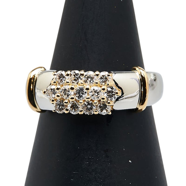 Pt900ベース/K18コンビ ダイヤ0.35ct リング 指輪 レディース 5.5号 【中古】