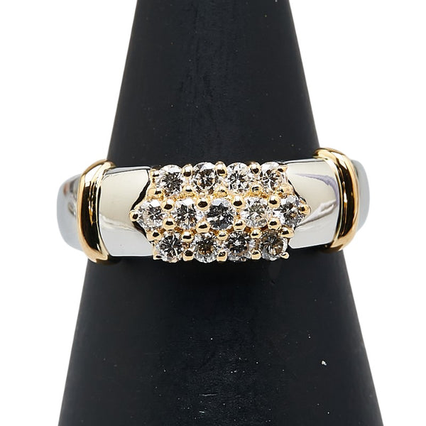 Pt900ベース/K18コンビ ダイヤ0.35ct リング 指輪 レディース 5.5号 【中古】