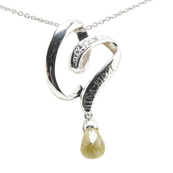 ニナリッチ K18WG ホワイトゴールド クオーツ ダイヤ0.03ct ペンダントネックレス レディース NINA RICCI 【中古】