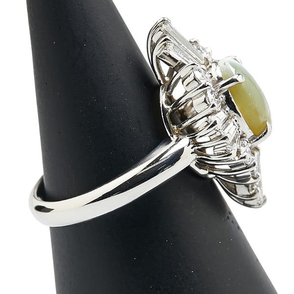 Pt900 プラチナ キャッツアイ3.98ct ダイヤ1.46ct リング 指輪 レディース 12号 【中古】