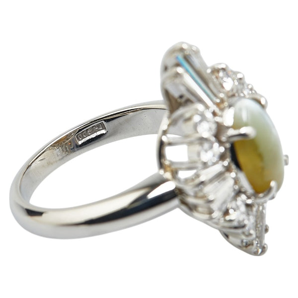 Pt900 プラチナ キャッツアイ3.98ct ダイヤ1.46ct リング 指輪 レディース 12号 【中古】