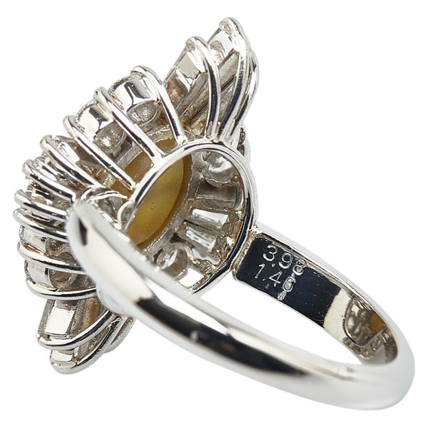Pt900 プラチナ キャッツアイ3.98ct ダイヤ1.46ct リング 指輪 レディース 12号 【中古】