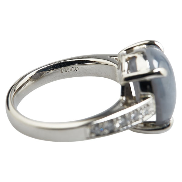 Pt900 プラチナ スターサファイア10.35ct ダイヤ0.23ct リング 指輪 レディース 14.5号 【中古】