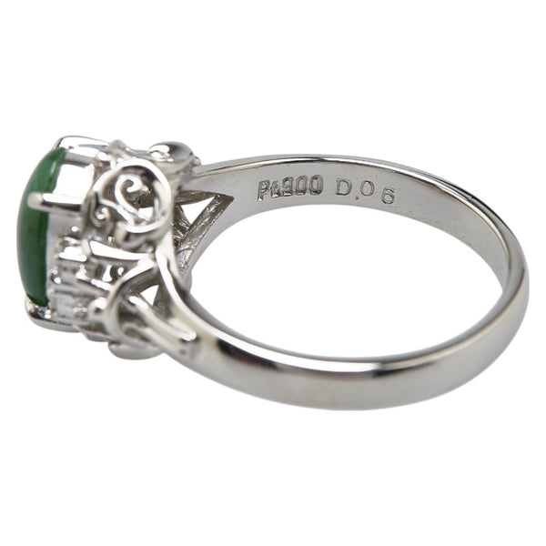 Pt900 プラチナ ヒスイ ダイヤ0.06ct リング 指輪 レディース 11.5号 【中古】