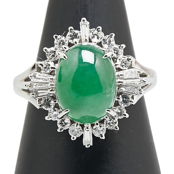 Pt900 プラチナ ヒスイ ダイヤ0.44ct リング 指輪 レディース 7号 【中古】