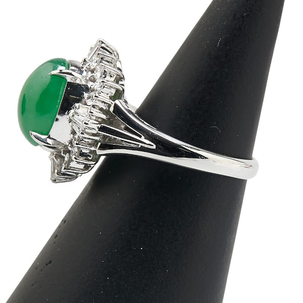 Pt900 プラチナ ヒスイ ダイヤ0.44ct リング 指輪 レディース 7号 【中古】