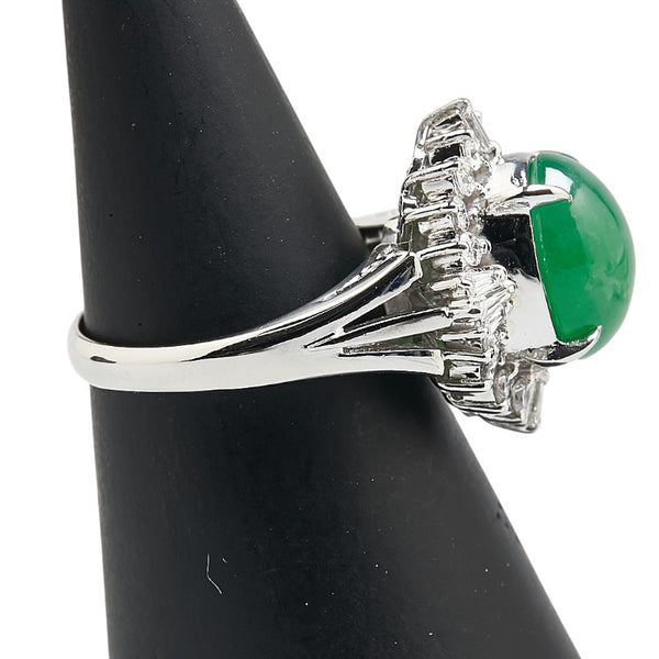 Pt900 プラチナ ヒスイ ダイヤ0.44ct リング 指輪 レディース 7号 【中古】