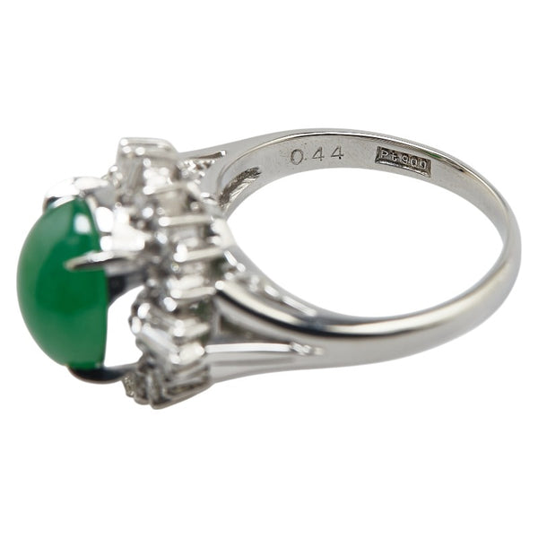 Pt900 プラチナ ヒスイ ダイヤ0.44ct リング 指輪 レディース 7号 【中古】