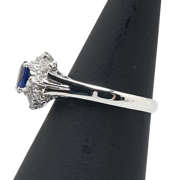Pt900 プラチナ サファイア0.56ct ダイヤ0.24ct リング 指輪 レディース 14号 【中古】