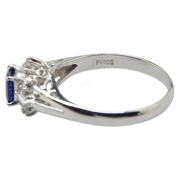 Pt900 プラチナ サファイア0.56ct ダイヤ0.24ct リング 指輪 レディース 14号 【中古】