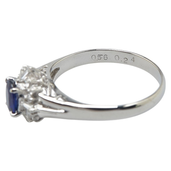 Pt900 プラチナ サファイア0.56ct ダイヤ0.24ct リング 指輪 レディース 14号 【中古】