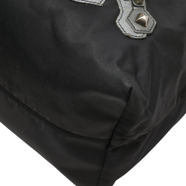 プラダ ドクロ スカル スタッズ ハンドバッグ トートバッグ  ブラック ナイロン レザー レディース PRADA 【中古】